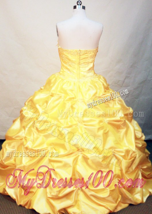 Shinning Appliqued Yellow Bodice Sweet 16 Quinceanera Dress